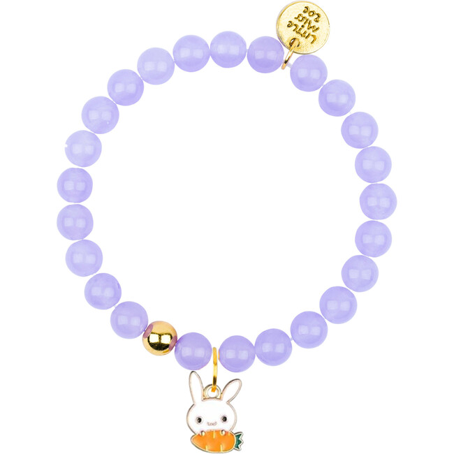 Bunny Gemstone Bracelet, Lavender/Bunny with Carrot Enamel Charm