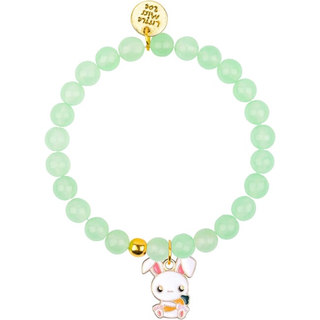 Bunny Gemstone Bracelet, Mint/Bunny with Carrot Enamel Charm