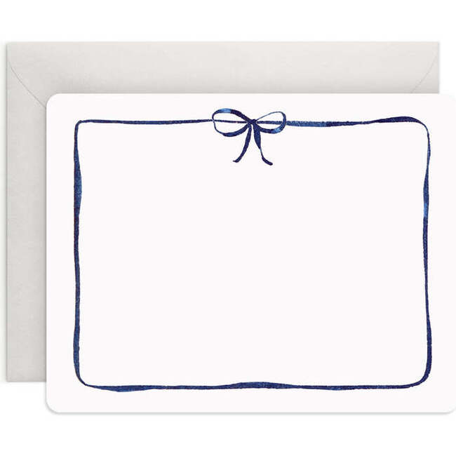 Set of 8 Flat Notecards, Navy Bow - Paper Goods - 3