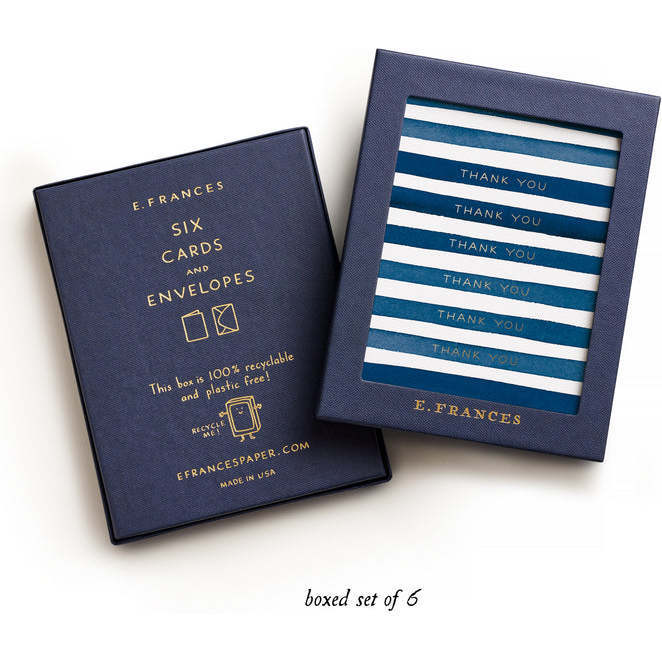 Boxed Set of 6, Navy Stripes Thank You - Paper Goods - 1