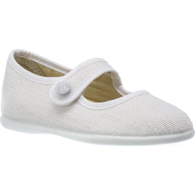 Linen Mary Jane, White - Mary Janes - 1