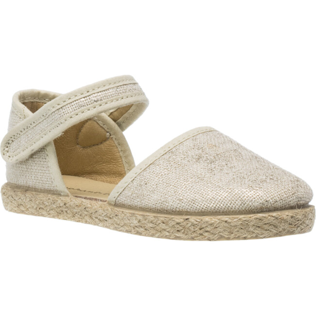 Linen Classic Espadrille, Metallic White