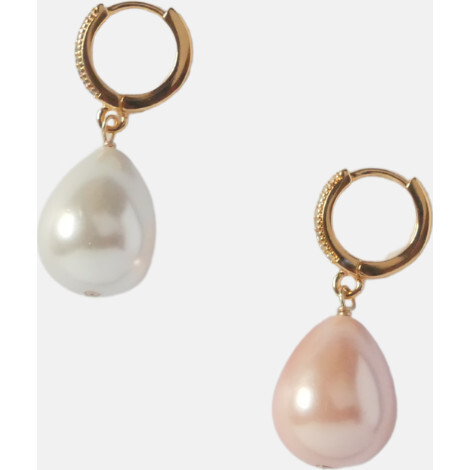 Women's Emma Hoops, White - Earrings - 1