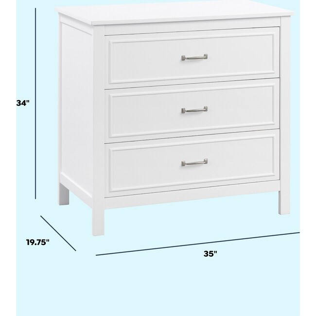 Charlie 3-Drawer Dresser, White - Dressers - 5