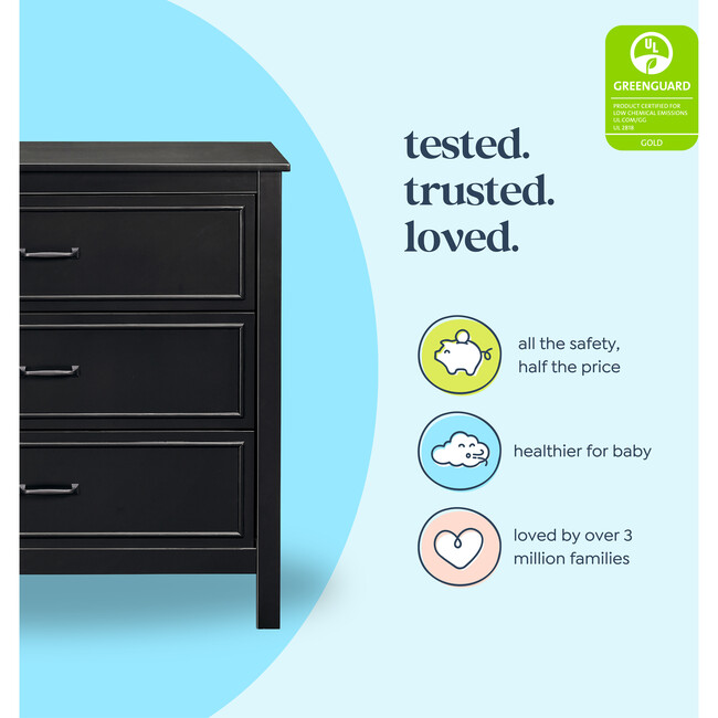 Charlie 3-Drawer Dresser, Ebony - Dressers - 5