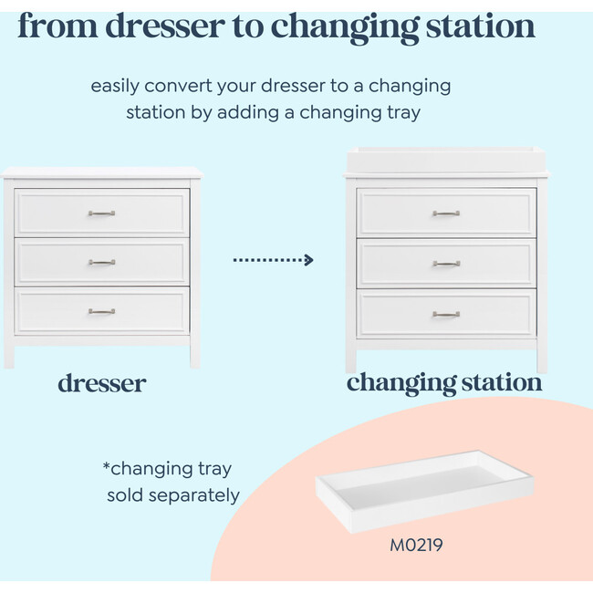 Charlie 3-Drawer Dresser, White - Dressers - 6