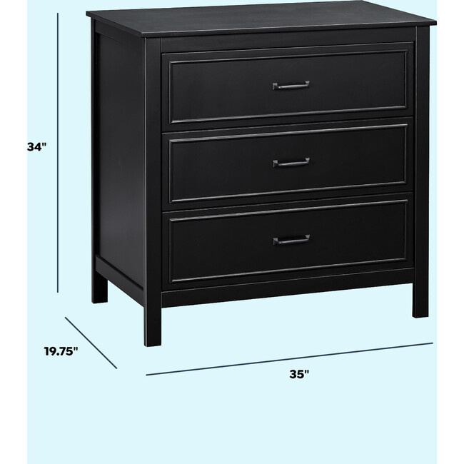 Charlie 3-Drawer Dresser, Ebony - Dressers - 7