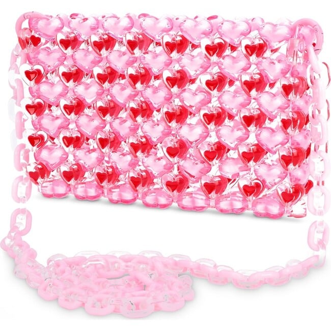 Pink Hearts Beaded Crossbody Bag - Bags - 3