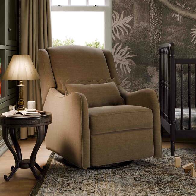 Devon Recliner and Swivel Glider in Performance Truffle Eco-Basketweave - Nursery Chairs - 4