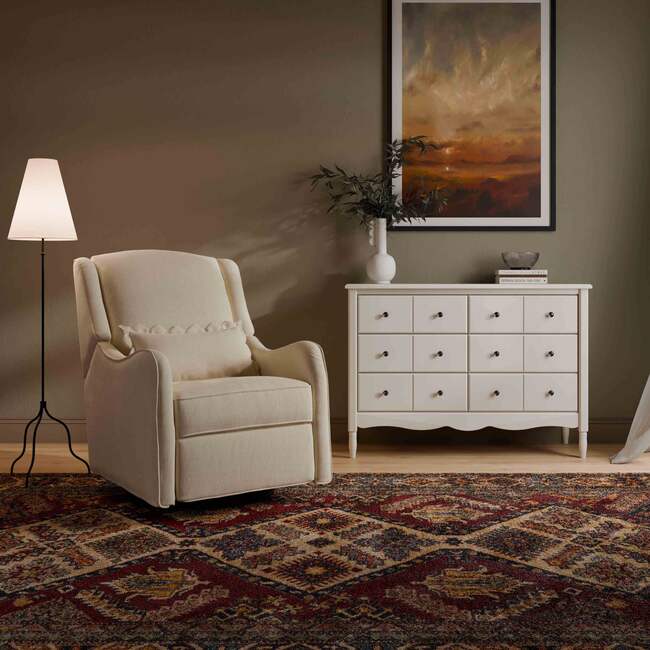 Devon Recliner and Swivel Glider in Performance Ivory Eco-Basketweave - Nursery Chairs - 9