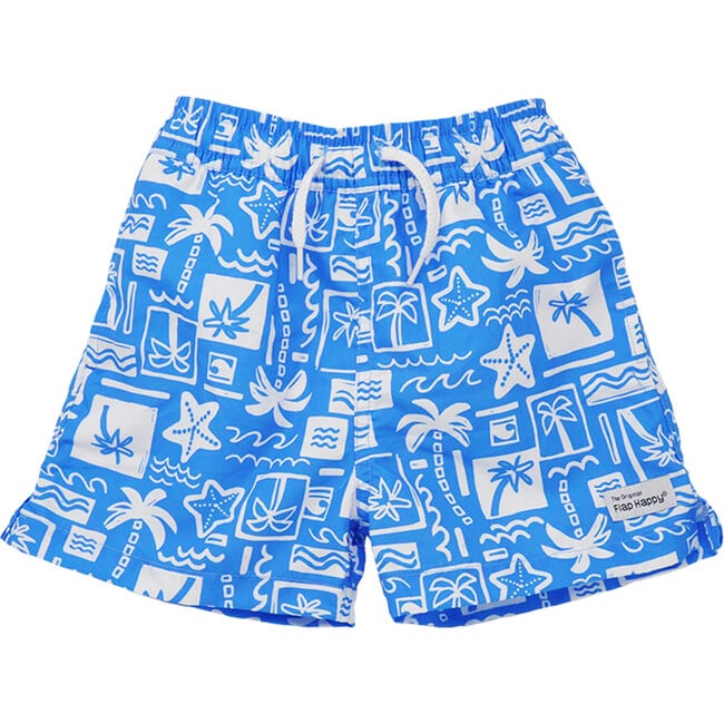 UPF 50+Wesley Swim Trunks with Mesh Liner, Seaside Palms