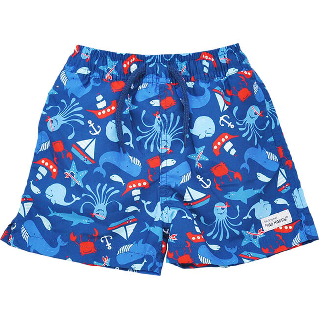 UPF 50+Wesley Swim Trunks with Mesh Liner, Nautical Fun