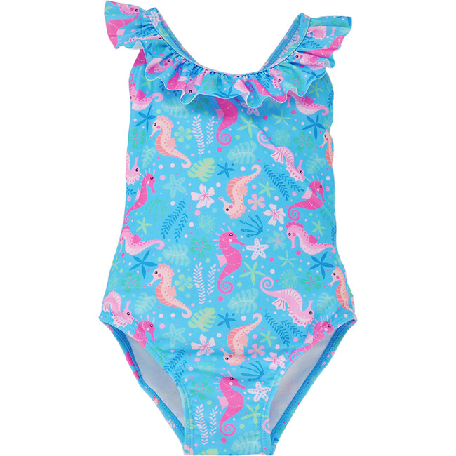 UPF 50+  Mindy Crossback Swimsuit, Seahorse Garden