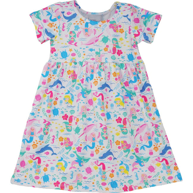 UPF 50+  Laya Short Sleeve Tee Dress, Mermaid Friends