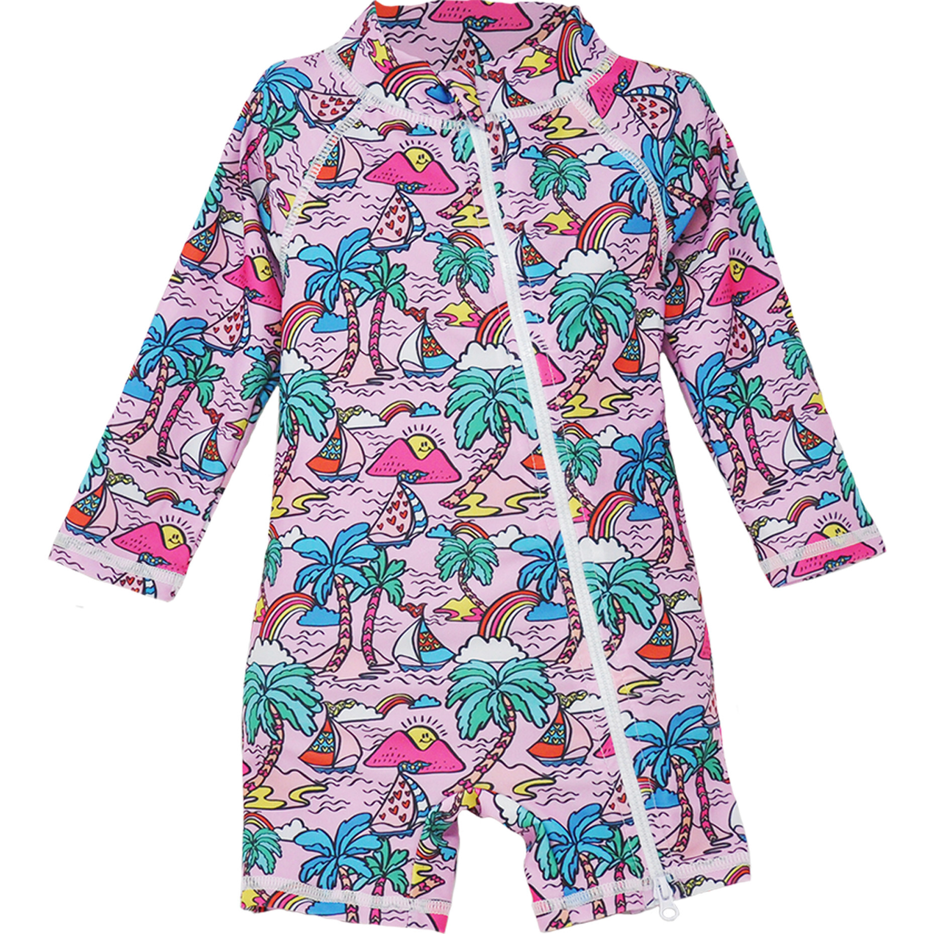 UPF 50+   Shortie Surf Swimsuit, Island Doddles - Rash Guards - 1