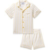 Kid's Twill Short Sleeve Short Set, Sunny Stripe - Pajamas - 1 - thumbnail