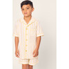 Kid's Twill Short Sleeve Short Set, Sunny Stripe - Pajamas - 2