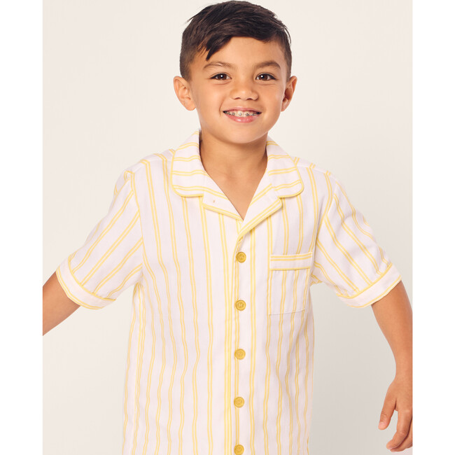 Kid's Twill Short Sleeve Short Set, Sunny Stripe - Pajamas - 4