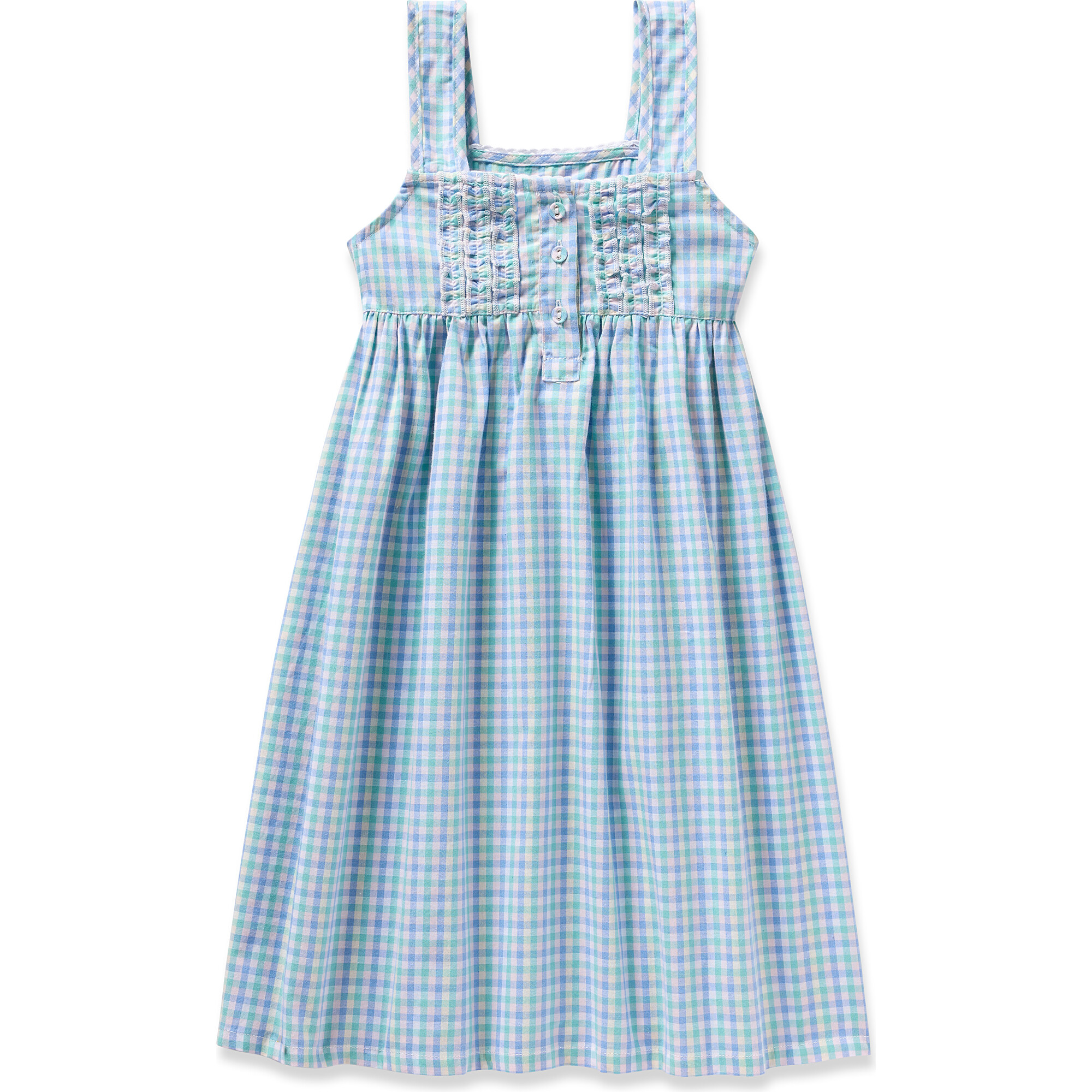Girl's Twill Charlotte Nightgown, Spring Gingham - Nightgowns - 1