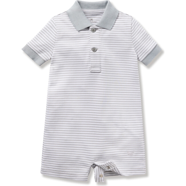 Baby's Pima Louis Play Romper, Grey Stripe