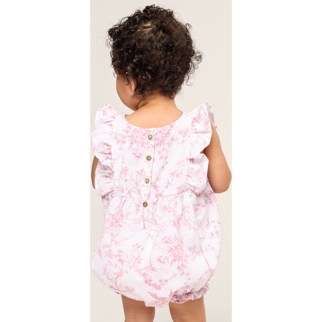 Baby's Twill Ruffled Romper, Pink Timeless Toile - Rompers - 3