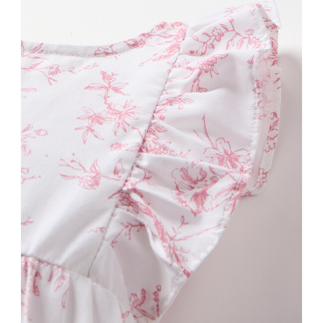 Baby's Twill Ruffled Romper, Pink Timeless Toile - Rompers - 5