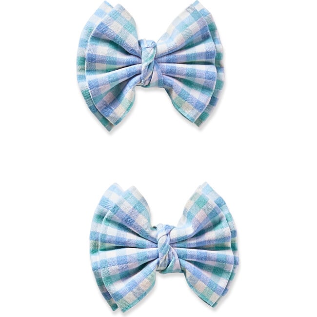 2-Pack Small Hair Bows, Spring Gingham