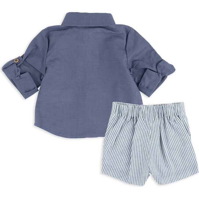 Woven Shirt & Short Set, Blue - Mixed Apparel Set - 3