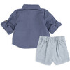 Woven Shirt & Short Set, Blue - Mixed Apparel Set - 3