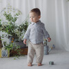 Stripe Linen Shirt & Pant Set, Blue - Mixed Apparel Set - 2