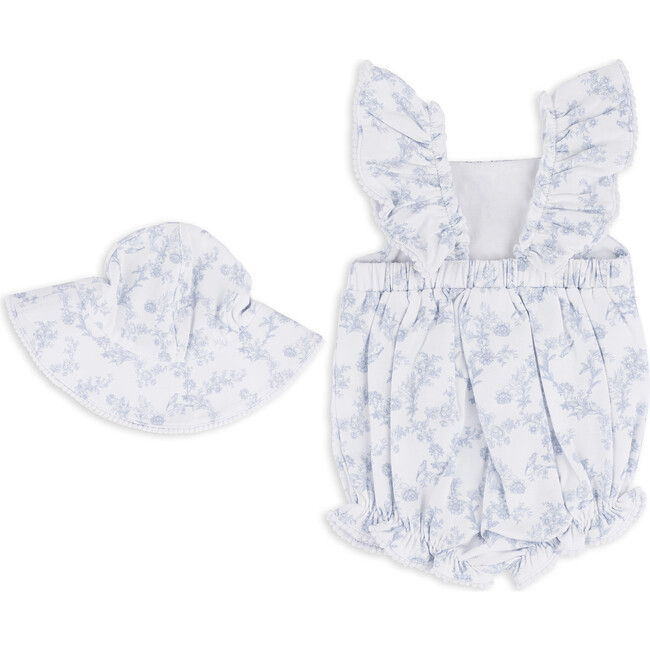 Toile Interlock Romper & Hat Set, Blue - Rompers - 3