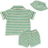 Stripe Terry Top, Short & Hat Set, Green - Mixed Apparel Set - 3