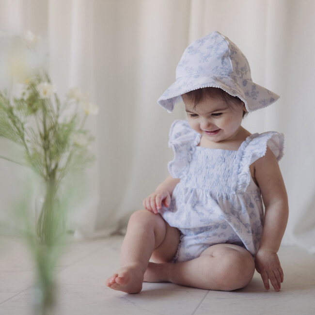 Toile Interlock Romper & Hat Set, Blue - Rompers - 4