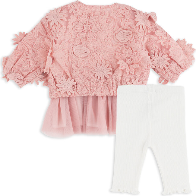 Lace Bomber Jacket, Tutu Top & Legging Set, Pink - Mixed Apparel Set - 3