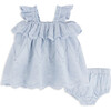 Eyelet Dress & Panty Set, Blue - Dresses - 1 - thumbnail