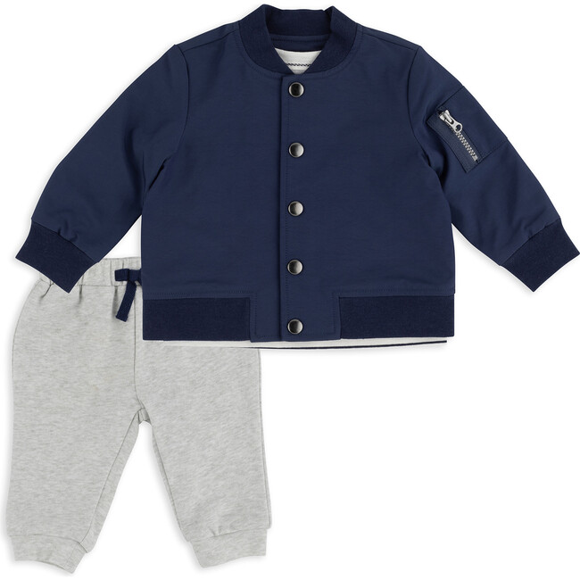 Bomber Jacket, Top & Pant Set, Navy