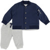 Bomber Jacket, Top & Pant Set, Navy - Mixed Apparel Set - 1 - thumbnail