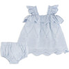 Eyelet Dress & Panty Set, Blue - Dresses - 3