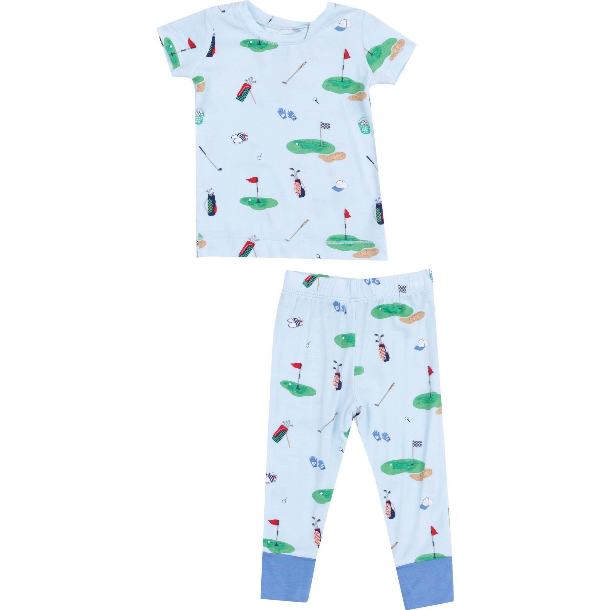 Short Sleeve Loungewear Set - Golf Things, Blue - Mixed Apparel Set - 1