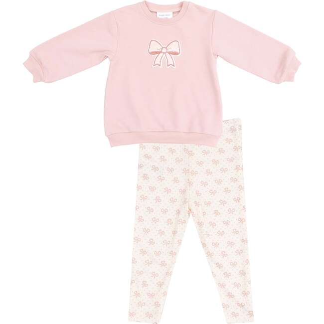 Oversize Sweatshirt and Leggings - Bows French Terry, Pink