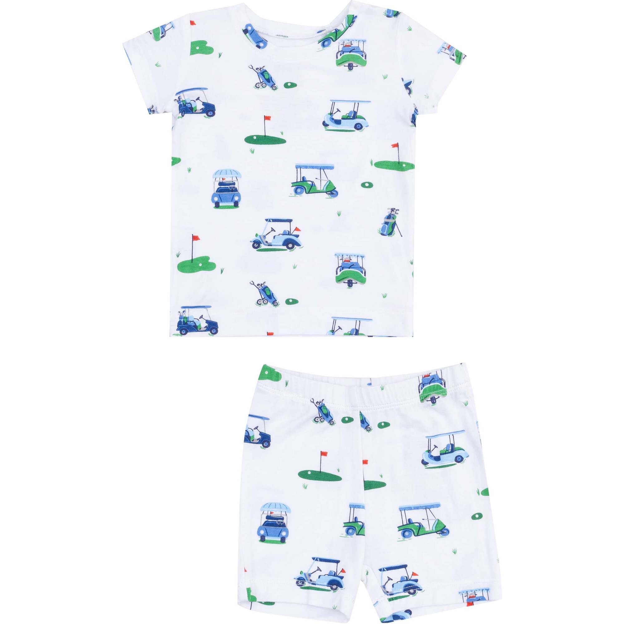 Loungewear Short Set - Vintage Golf Carts, Blue - Mixed Apparel Set - 1