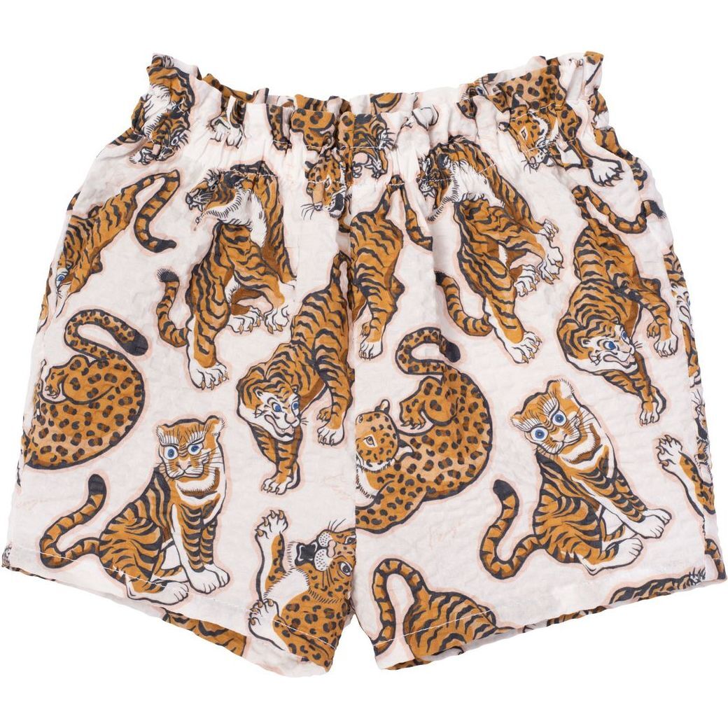 Tiger Print Shorts, Off White - Shorts - 1