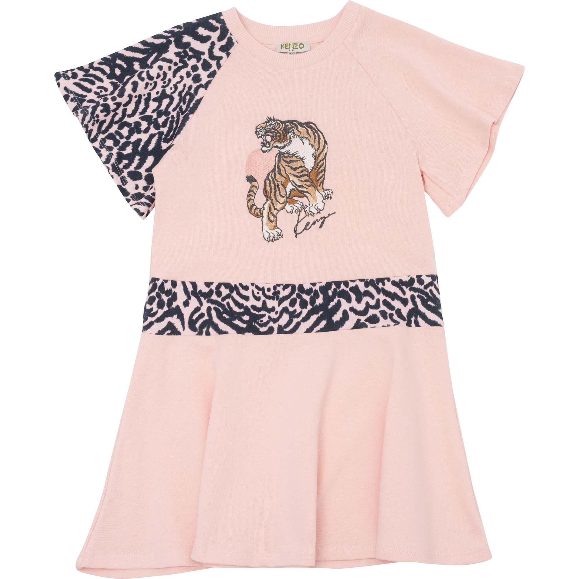 Tiger Print Dress, Pink - Dresses - 1