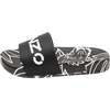 Tiger Print Logo Slides, Black - Sandals - 5