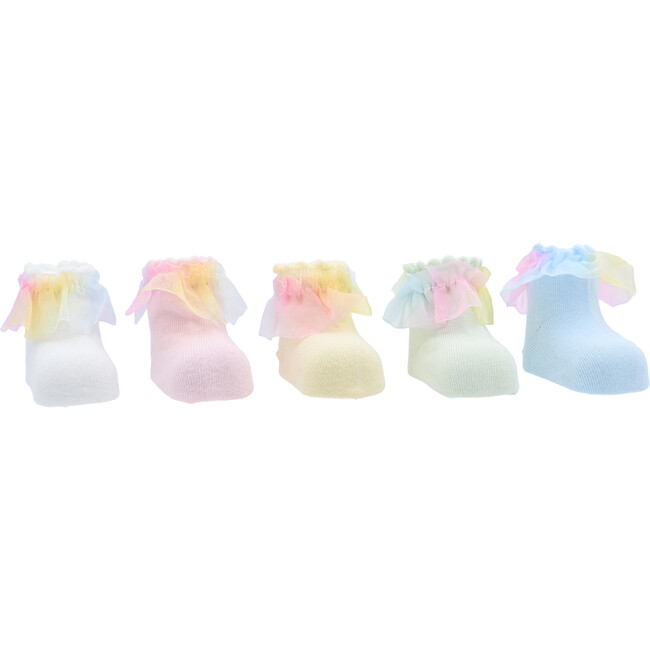 Rainbow Ruffle Cotton Socks Set, Multi - Socks - 2