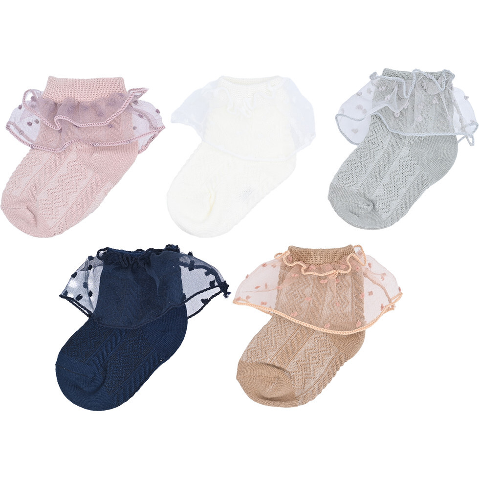 Dotted Tulle Socks Set, Multi - Socks - 1
