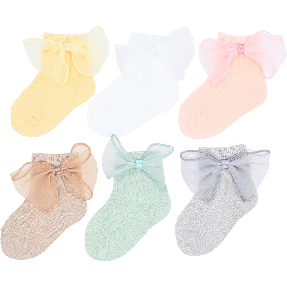 Cotton Tulle Bow Socks Set, Multi - Socks - 1