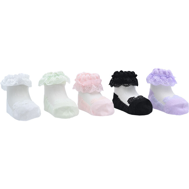 Lace Trim Veil Socks Set, Multi - Socks - 2