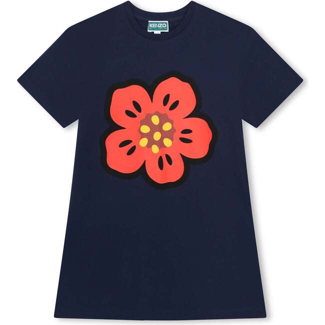 Boke Flower T-Shirt Dress, Navy