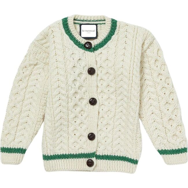 London Days Cardigan, Cream & Green